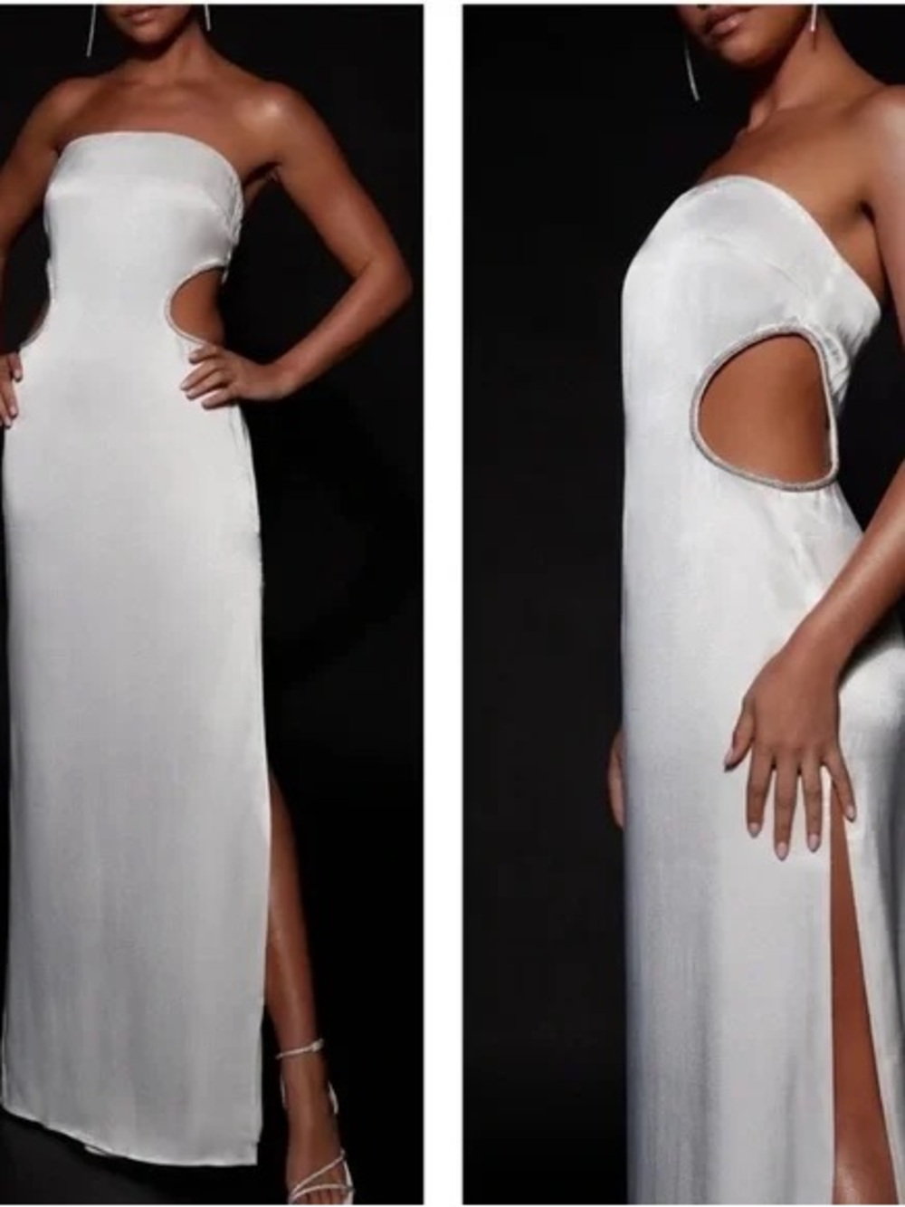 Meshki LAWRY
Diamante Cut Out Maxi Dress - White NWT Sz S Gown Evening Dress